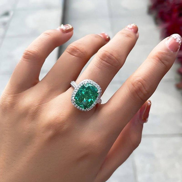 Louily Gorgeous Halo Cushion Cut Paraiba Tourmaline Engagement Ring In Sterling Silver