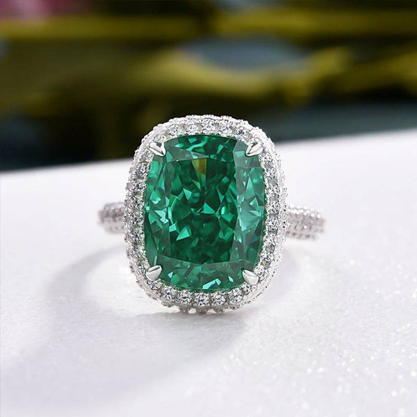 Louily Gorgeous Halo Cushion Cut Paraiba Tourmaline Engagement Ring In Sterling Silver