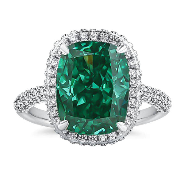 Louily Gorgeous Halo Cushion Cut Paraiba Tourmaline Engagement Ring In Sterling Silver