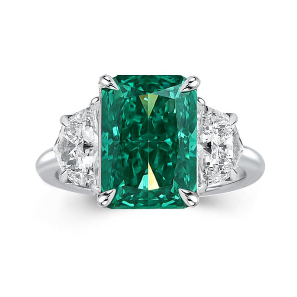 Louily Gorgeous Paraiba Tourmaline Radiant Cut Three Stone Engagement Ring In Sterling Silver