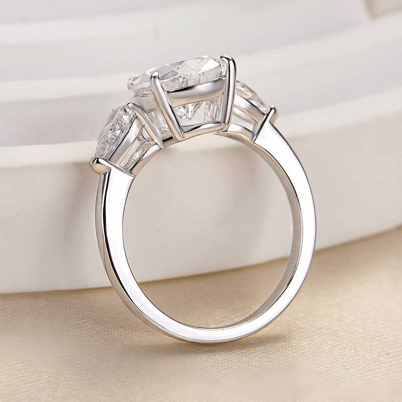 Louily Gorgeous Pear Cut Three Stone Engagement Ring - louilyjewelry