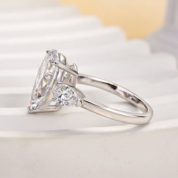 Louily Gorgeous Pear Cut Three Stone Engagement Ring