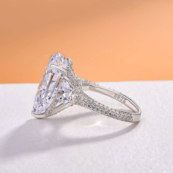 Louily Gorgeous Pear Cut Three Stone Engagement Ring In Sterling Silver