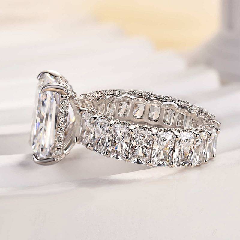 Louily Gorgeous Radiant Cut Engagement Ring For Women In Sterling Silver - louilyjewelry