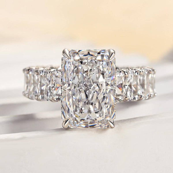 Louily Gorgeous Radiant Cut Engagement Ring For Women In Sterling Silver