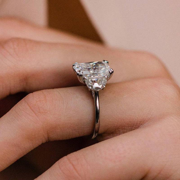 Louily Gorgeous Radiant Cut Three Stone Engagement Ring In Sterling Silver