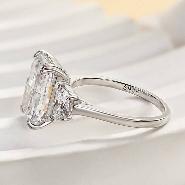 Louily Gorgeous Radiant Cut Three Stone Engagement Ring In Sterling Silver