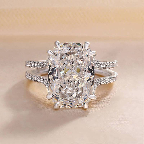 Louily Gorgeous Split Shank Cushion Cut Engagement Ring In Sterling Silver