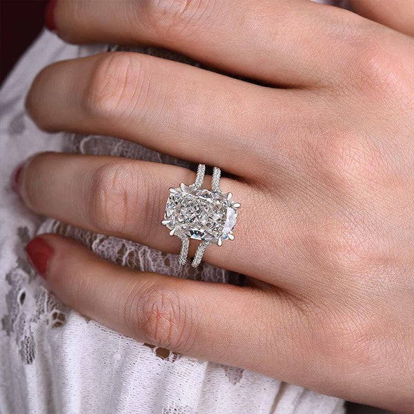 Louily Gorgeous Split Shank Cushion Cut Engagement Ring In Sterling Silver