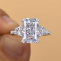 Louily Gorgeous Three Stone Crushed Ice Radiant Cut Engagement Ring - louilyjewelry