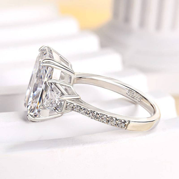Louily Gorgeous Three Stone Crushed Ice Radiant Cut Engagement Ring