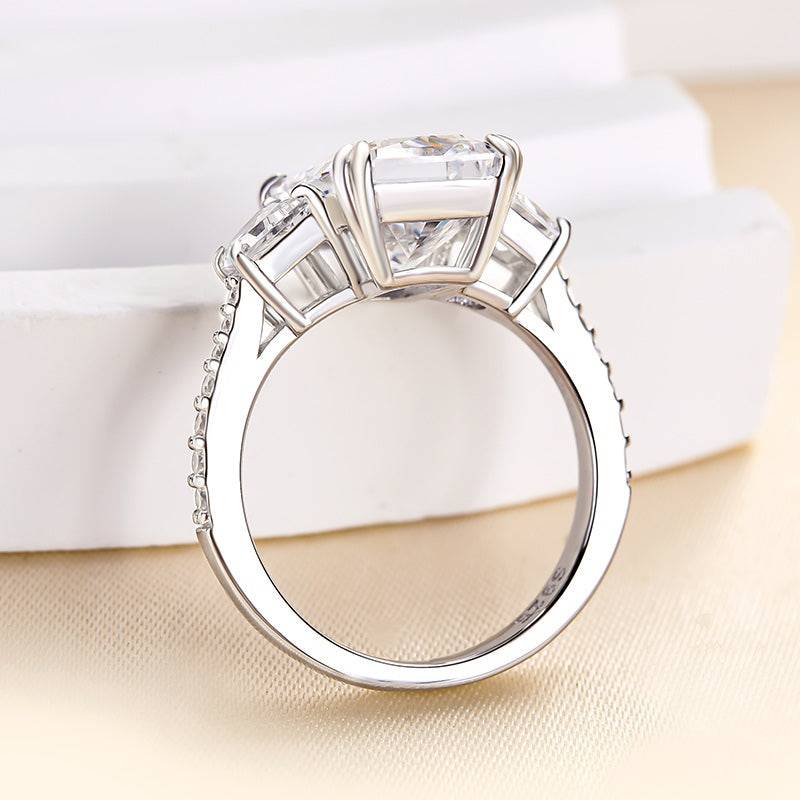 Louily Gorgeous Three Stone Crushed Ice Radiant Cut Engagement Ring - louilyjewelry