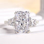 Louily Gorgeous Three Stone Crushed Ice Radiant Cut Engagement Ring - louilyjewelry