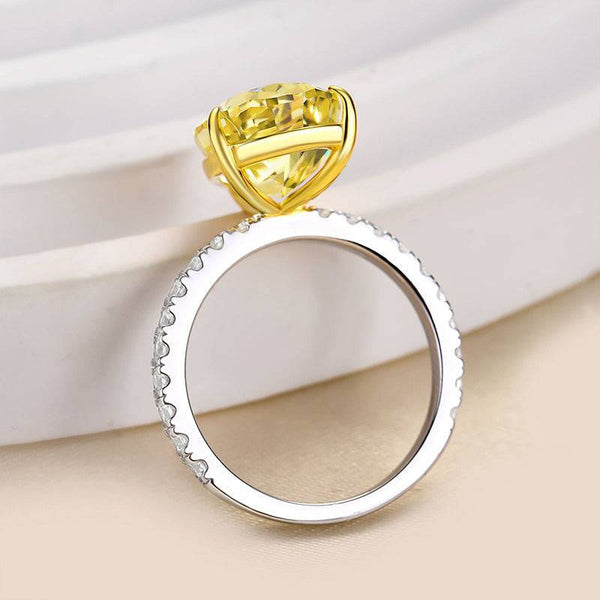 Louily Gorgeous Two-tone Pear Cut Yellow Sapphire Engagement Ring