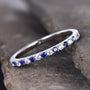 Louily Half Eternity Blue And White Sapphire Wedding Band For Women In Sterling Silver - louilyjewelry