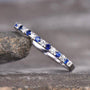 Louily Half Eternity Blue And White Sapphire Wedding Band For Women In Sterling Silver - louilyjewelry