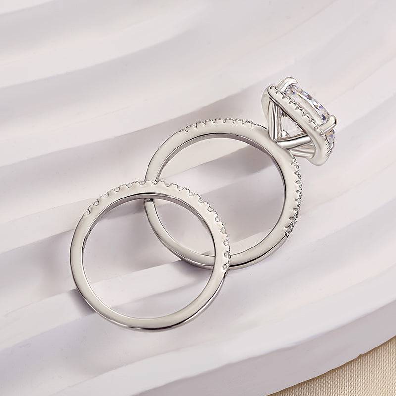 Louily Halo Cushion Cut Wedding Ring Set In Sterling Silver - louilyjewelry