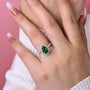 Louily Halo Pear Cut Emerald Green Engagement Ring In Sterling Silver - louilyjewelry
