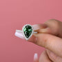 Louily Halo Pear Cut Emerald Green Engagement Ring In Sterling Silver - louilyjewelry