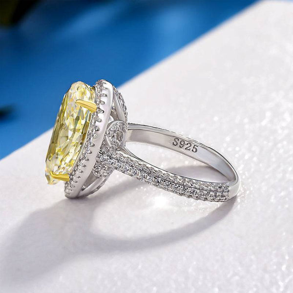 Louily Halo Pear Cut Simulated Diamond Yellow Sapphire Engagement Ring In Sterling Silver