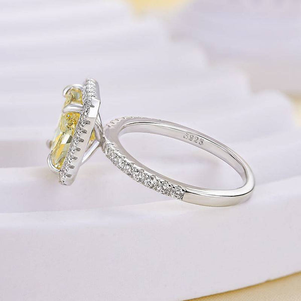 Louily Halo Radiant Cut Yellow Sapphire Simulated Diamond Engagement Ring
