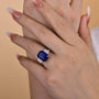Louily Honorable Blue Sapphire Emerald Cut Three Stone Engagement Ring - louilyjewelry