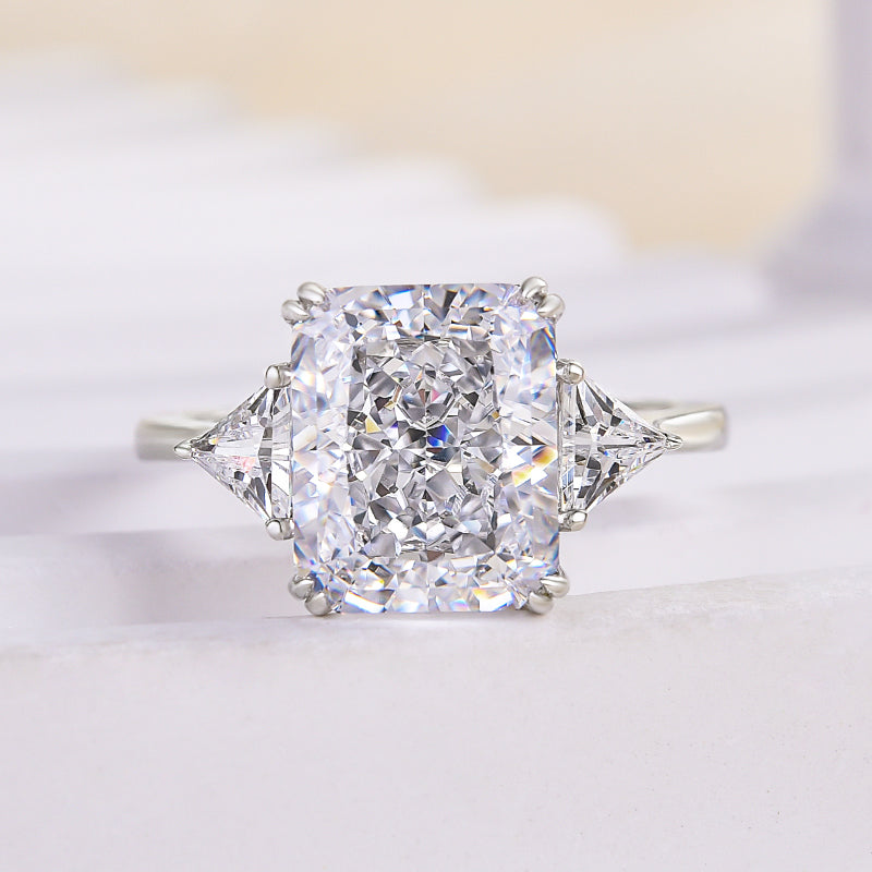 Louily Honorable Radiant & Triangle Cut Three Stone Engagement Ring - louilyjewelry