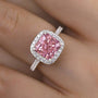 Louily Lovely Halo Radiant Cut Pink Stone Engagement Ring - louilyjewelry