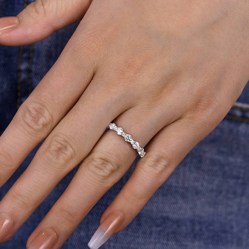Louily Lovely Round Cut Women's Wedding Band In Sterling Silver - louilyjewelry