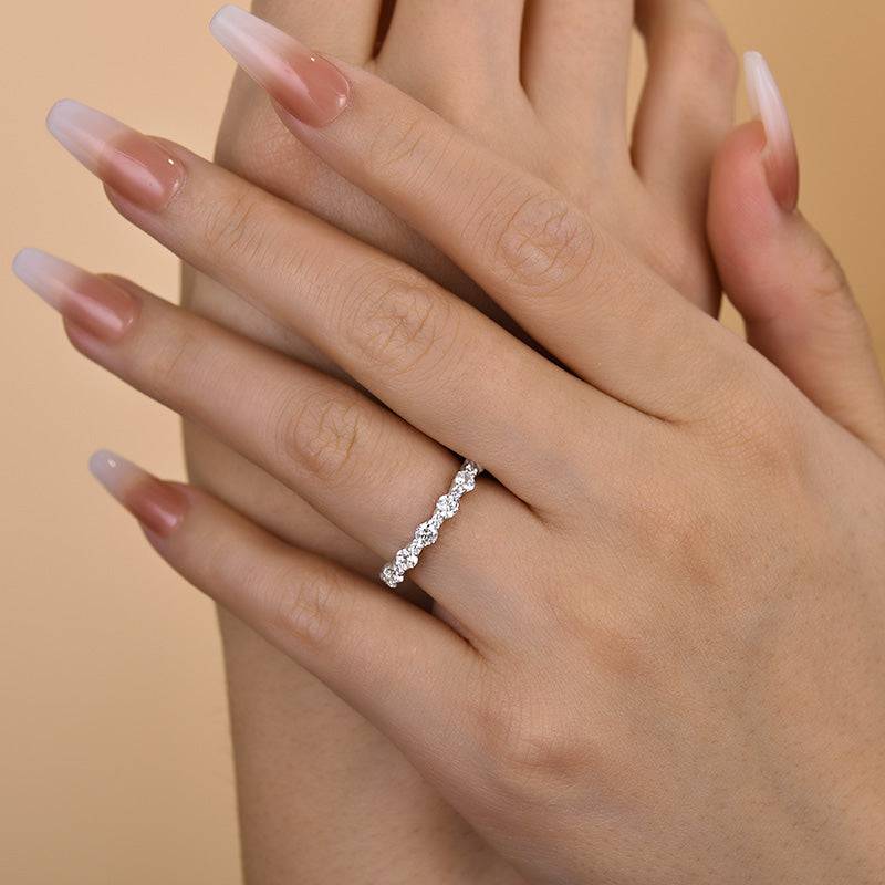 Louily Lovely Round Cut Women's Wedding Band In Sterling Silver - louilyjewelry