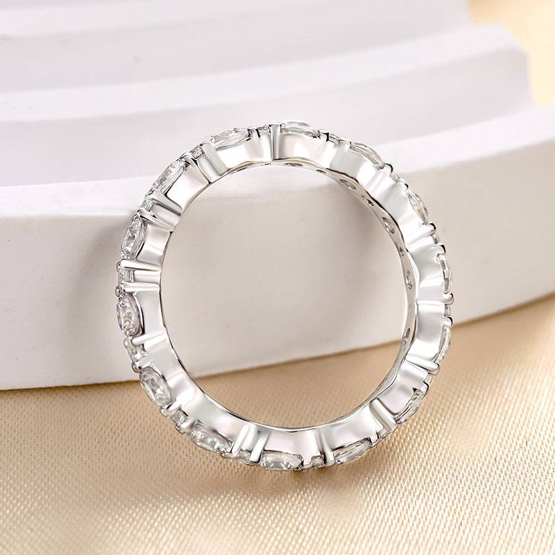 Louily Lovely Round Cut Women's Wedding Band In Sterling Silver - louilyjewelry