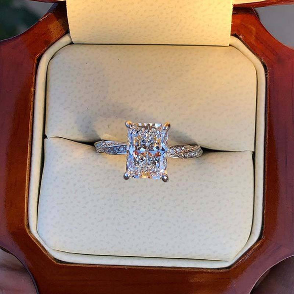 Louily Lovely Twist Crushed Ice Radiant Cut Engagement Ring