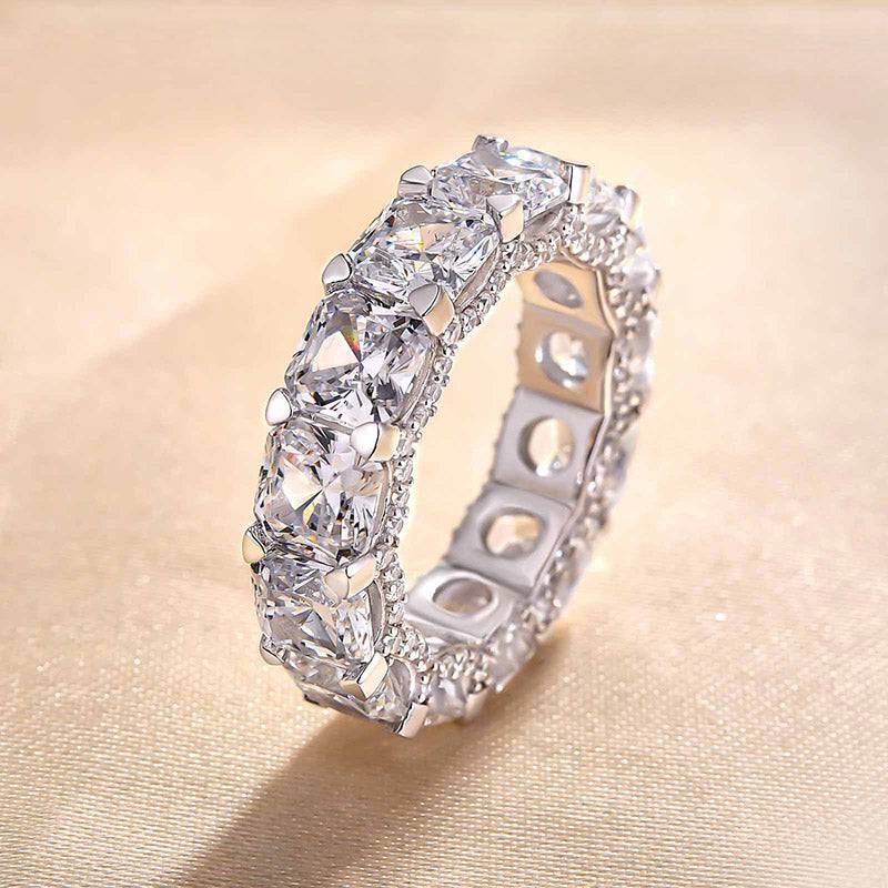 Louily Luxurious Cushion Cut Women's Wedding Band In Sterling Silver - louilyjewelry