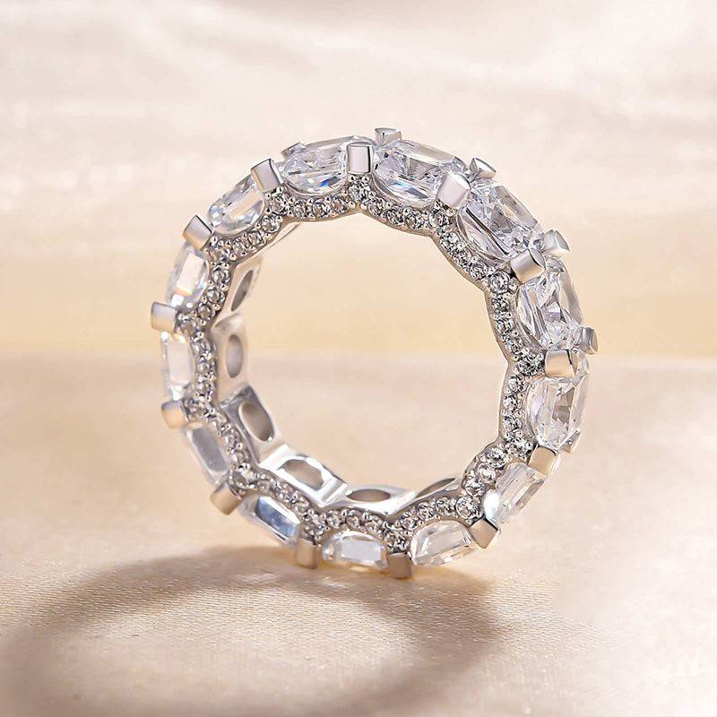 Louily Luxurious Cushion Cut Women's Wedding Band In Sterling Silver - louilyjewelry