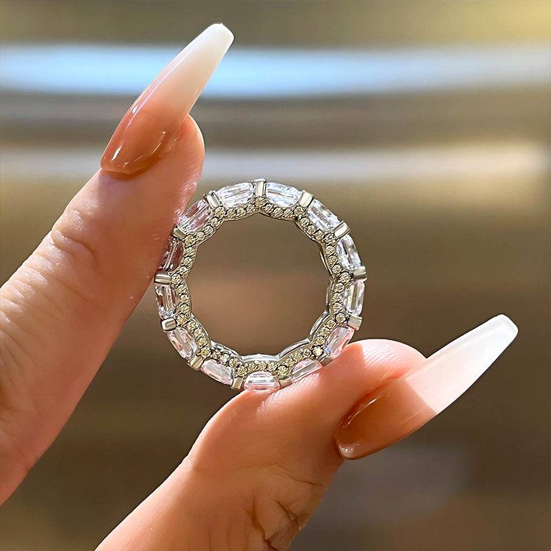 Louily Luxurious Cushion Cut Women's Wedding Band In Sterling Silver - louilyjewelry