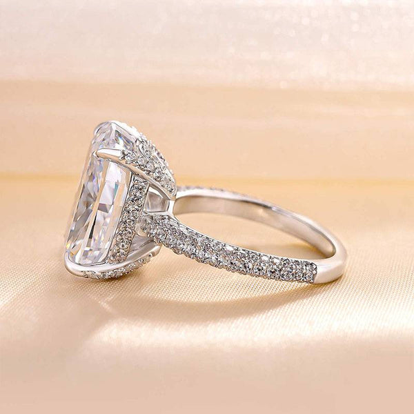 Louily Luxurious Elongated Cushion Cut Engagement Ring For Women In Sterling Silver
