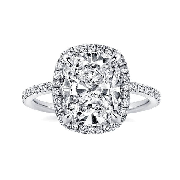Louily Luxurious Halo Cushion Cut Simulated Diamond Engagement Ring In Sterling Silver