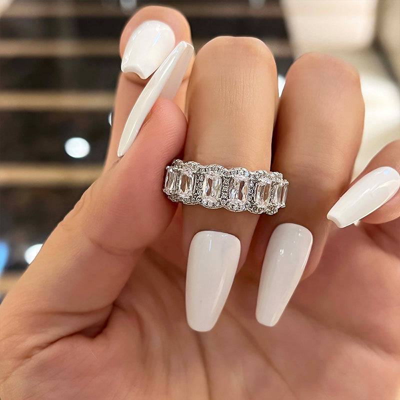 Louily Luxurious Halo Cushion Cut Wide Wedding Band For Women In Sterling Silver - louilyjewelry