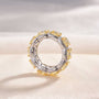 Louily Luxurious Halo Cushion Cut Yellow Sapphire Wide Wedding Band for Her In Sterling Silver - louilyjewelry