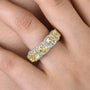 Louily Luxurious Halo Cushion Cut Yellow Sapphire Wide Wedding Band for Her In Sterling Silver - louilyjewelry