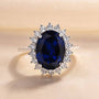 Louily Luxurious Halo Oval Cut Blue Sapphire Engagement Ring In Sterling Silver - louilyjewelry