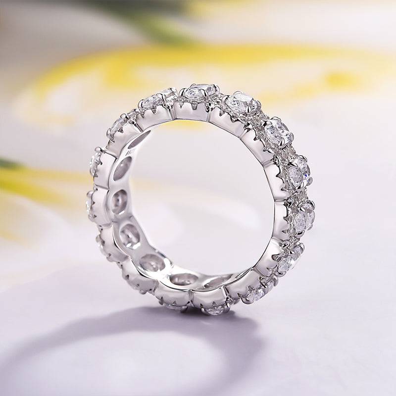 Louily Luxurious Halo Oval Cut Wedding Band For Women In Sterling Silver - louilyjewelry