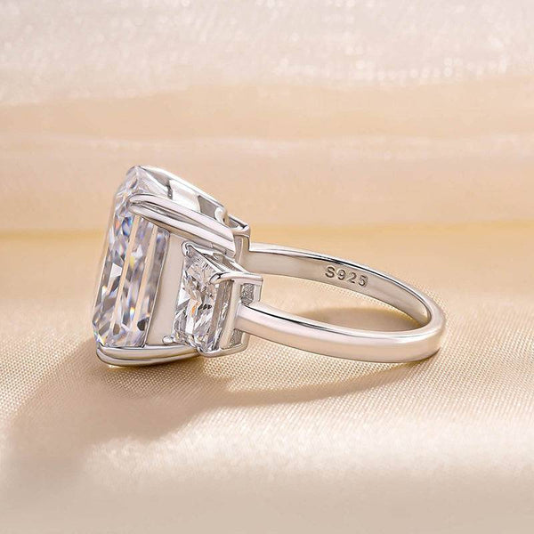 Louily Luxurious Radiant Cut Three Stone Women's Engagement Ring In Sterling Silver