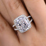 Louily Luxurious Split Shank Halo Cushion Cut Engagement Ring For Women In Sterling Silver - louilyjewelry