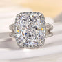 Louily Luxurious Split Shank Halo Cushion Cut Engagement Ring For Women In Sterling Silver - louilyjewelry
