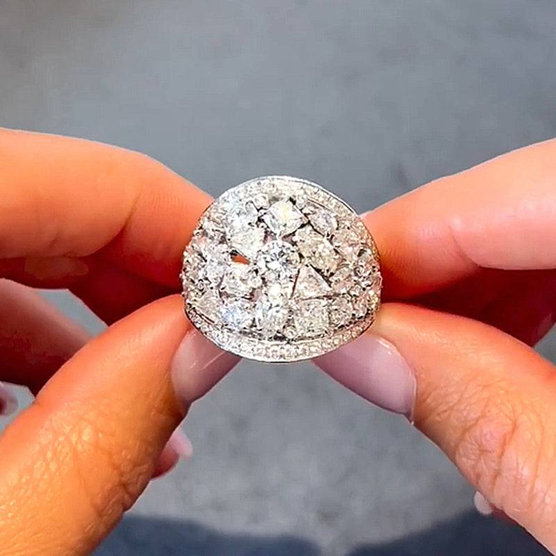 Louily Luxury Cluster Pave Wedding Band - louilyjewelry