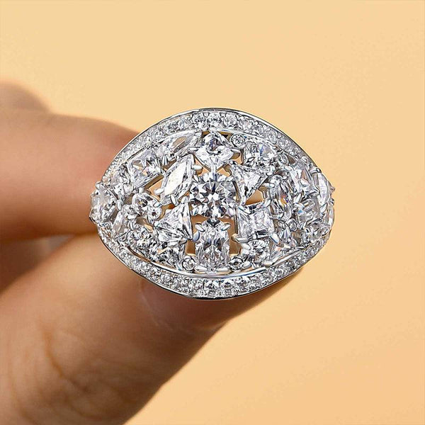 Louily Luxury Cluster Pave Wedding Band