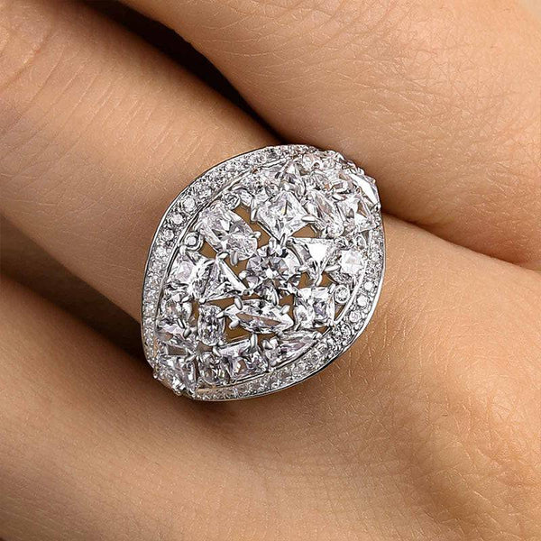 Louily Luxury Cluster Pave Wedding Band