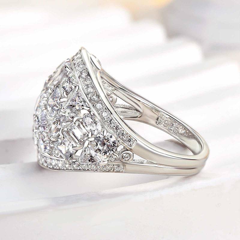 Louily Luxury Cluster Pave Wedding Band - louilyjewelry