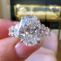 Louily Luxury Crushed Ice Oval Cut Seven Stone Engagement Ring - louilyjewelry